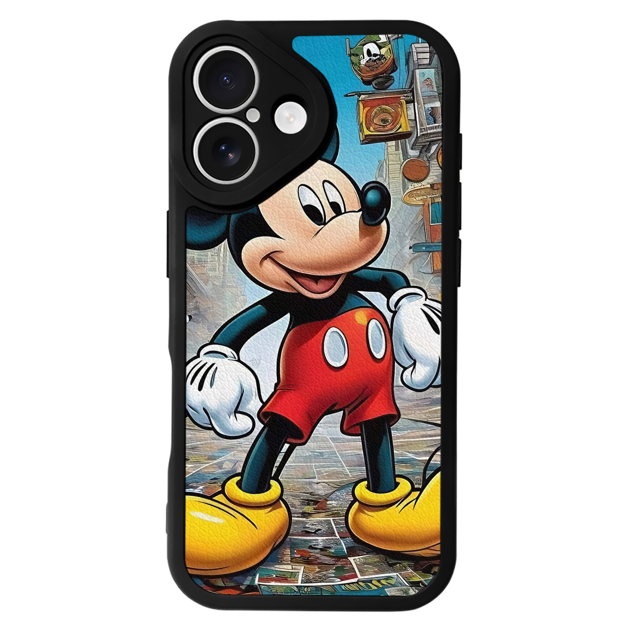 （画像用） ミッキーマウス Mickey Mouse 【iPhone 16シリーズ対応】シリコンスマホケース（レザー調） 材質：シリコン